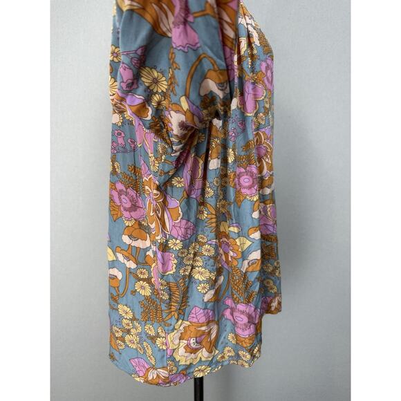 NWT Entro Women's Sz S Runs Big V-neck ruffled Collar floral 3/4 sleeves Boho - Picture 6 of 16